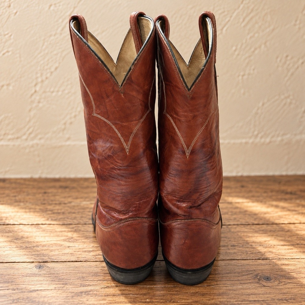 TONY LAMA Men's Size 10.5 EE Leather Cowboy Western Boots #5084 COGNAC Brown - Picture 4 of 11